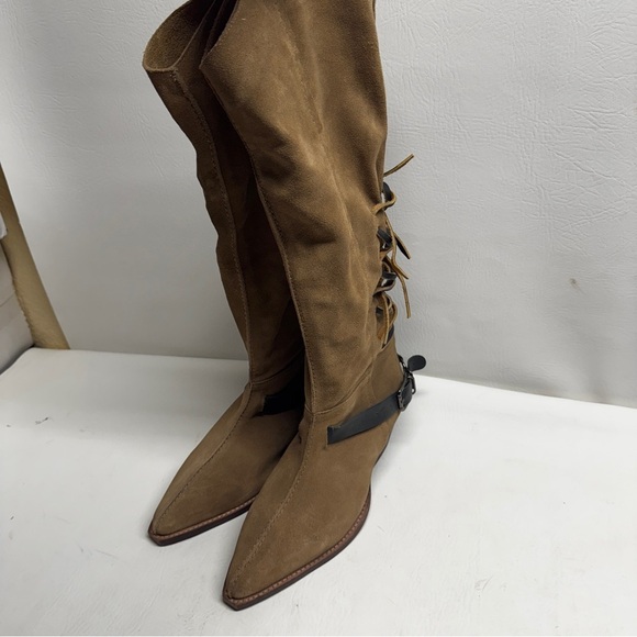 Free people Brown boots back lace sway low boots military taupe size 9.5 - Picture 3 of 16